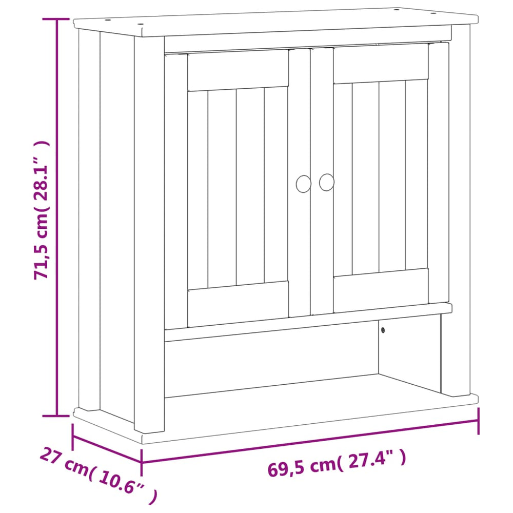 Badkamerkast BERG 69,5x27x71,5 cm massief grenenhout wit MeubelReus