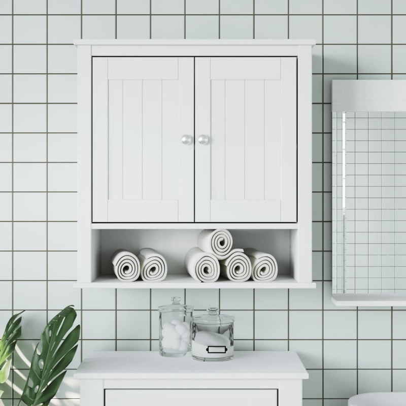 Badkamerkast BERG 69,5x27x71,5 cm massief grenenhout wit MeubelReus