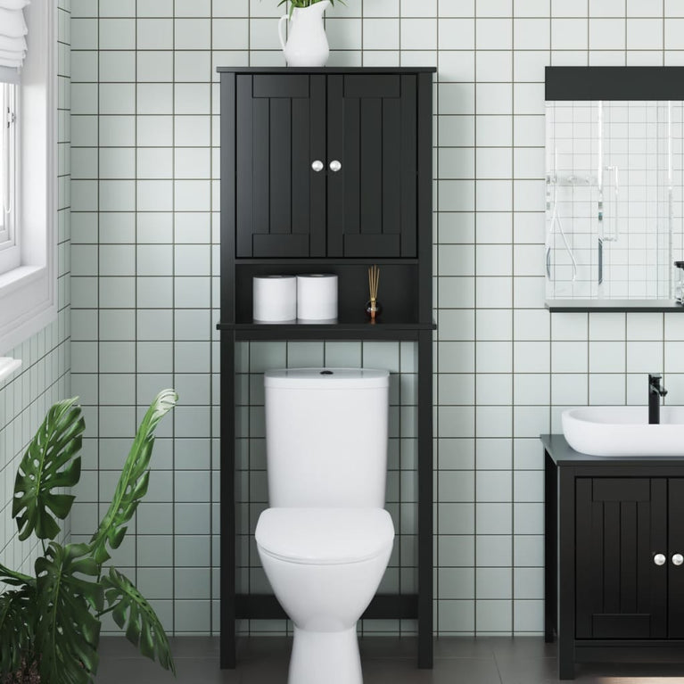 Toiletmeubel BERG 60x27x164,5 cm massief hout zwart MeubelReus