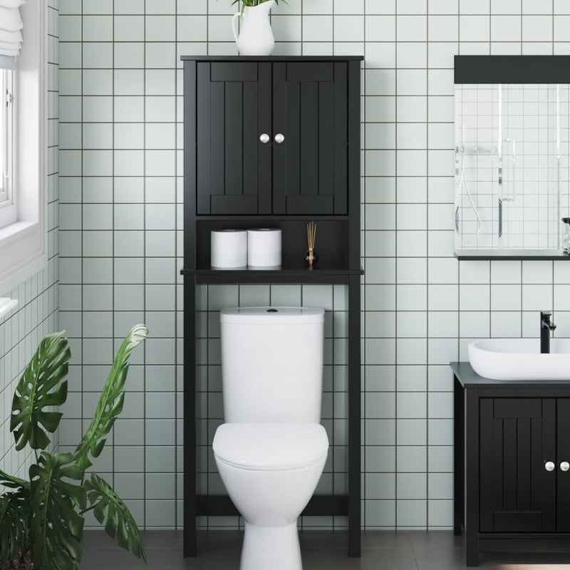 Toiletmeubel BERG 60x27x164,5 cm massief hout zwart MeubelReus