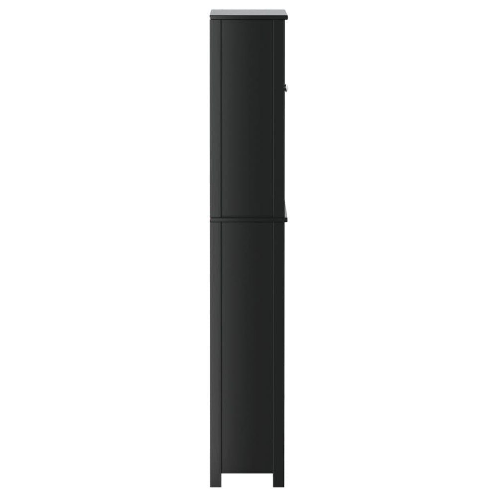 Wasmachinekast BERG 76x27x164,5 cm massief hout zwart MeubelReus