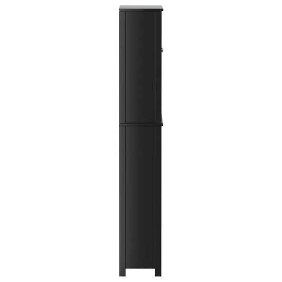 Wasmachinekast BERG 76x27x164,5 cm massief hout zwart MeubelReus