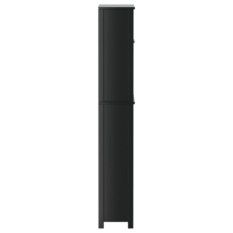 Wasmachinekast BERG 76x27x164,5 cm massief hout zwart MeubelReus