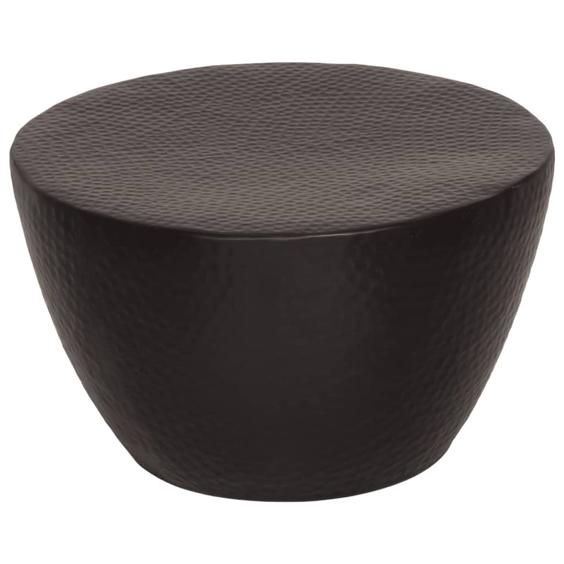 Salontafel Ø 50x30 cm gehamerd aluminium zwart