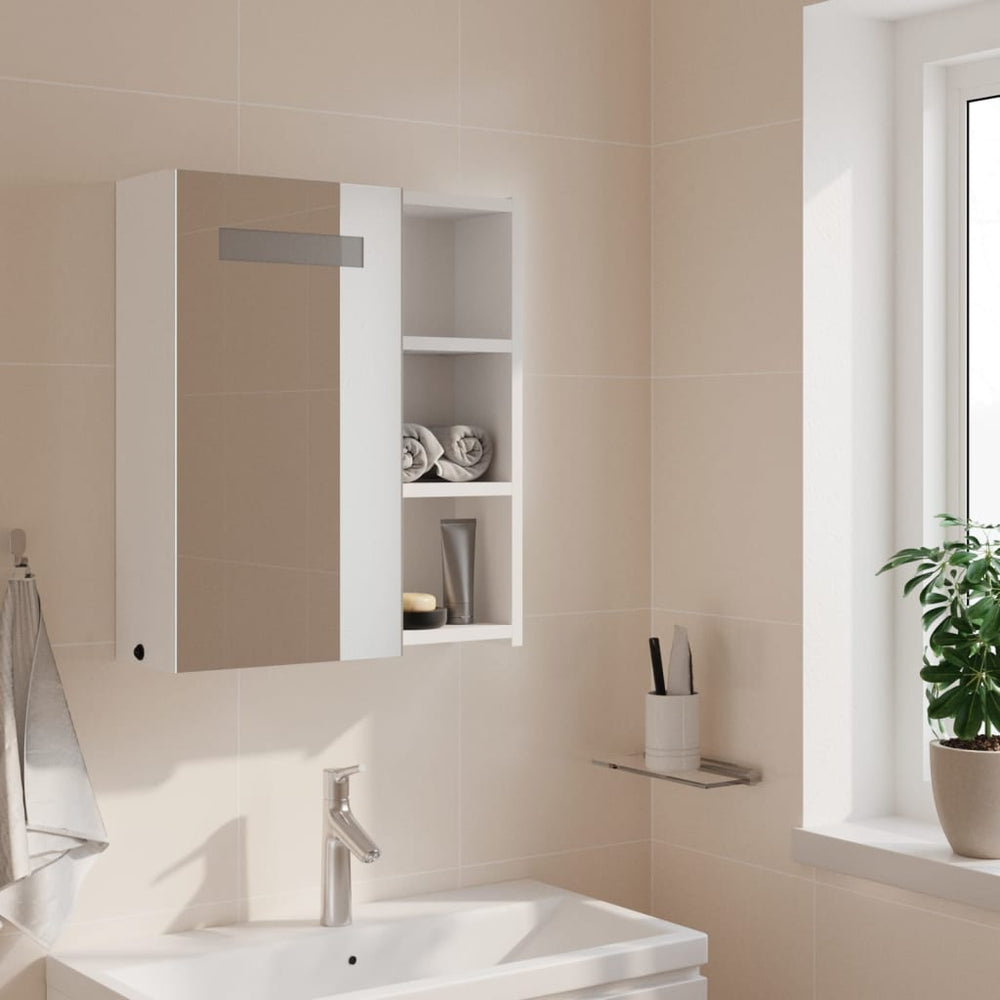 Badkamerkast met spiegel en LED 45x13x52 cm wit MeubelReus