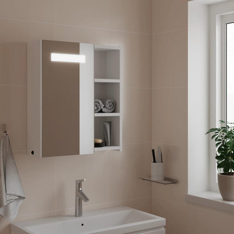 Badkamerkast met spiegel en LED 45x13x52 cm wit MeubelReus