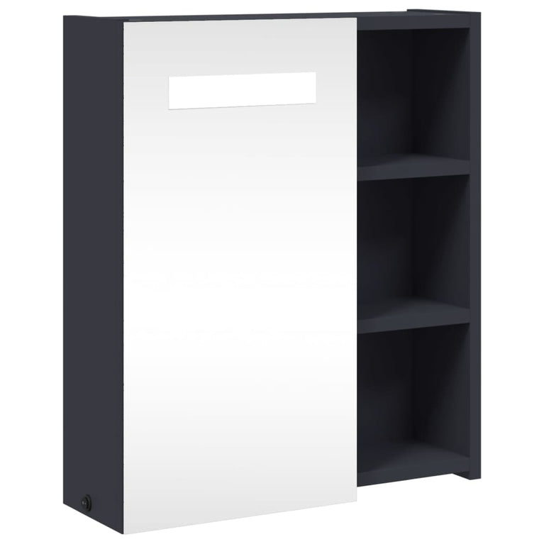 Badkamerkast met spiegel en LED 45x13x52 cm grijs MeubelReus