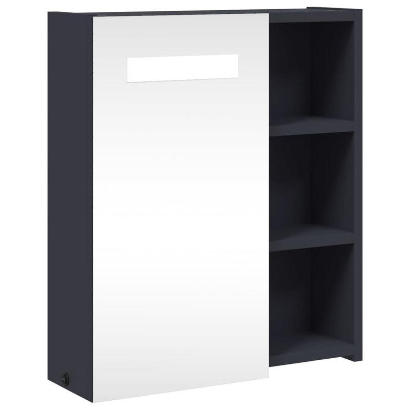 Badkamerkast met spiegel en LED 45x13x52 cm grijs MeubelReus