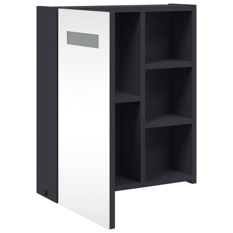 Badkamerkast met spiegel en LED 45x13x52 cm grijs MeubelReus
