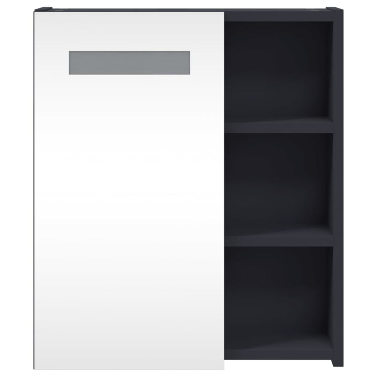 Badkamerkast met spiegel en LED 45x13x52 cm grijs MeubelReus