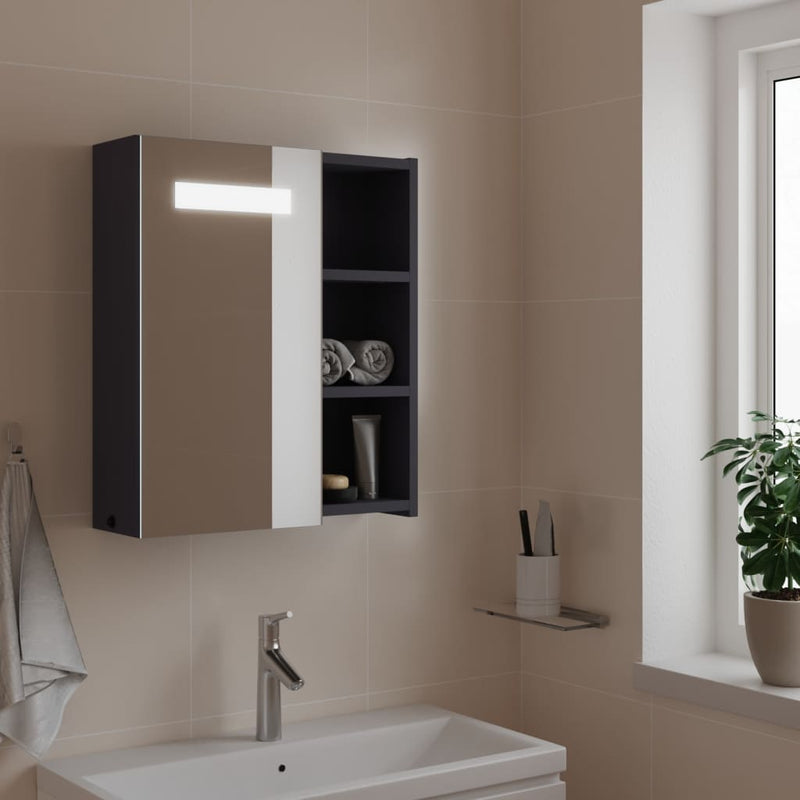 Badkamerkast met spiegel en LED 45x13x52 cm grijs MeubelReus
