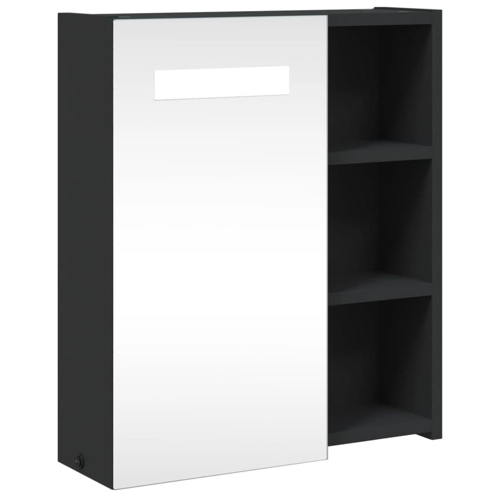 Badkamerkast met spiegel en LED 45x13x52 cm zwart MeubelReus