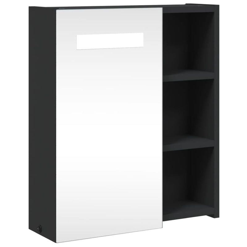 Badkamerkast met spiegel en LED 45x13x52 cm zwart MeubelReus