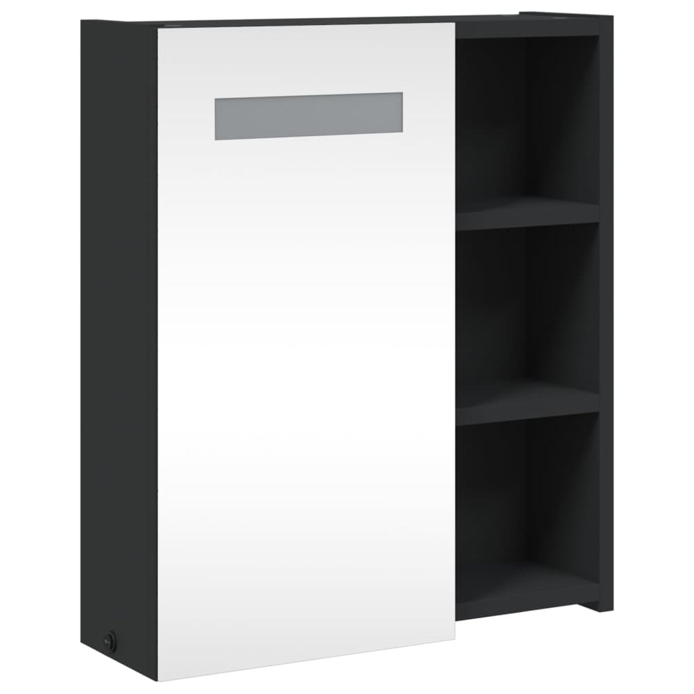 Badkamerkast met spiegel en LED 45x13x52 cm zwart MeubelReus