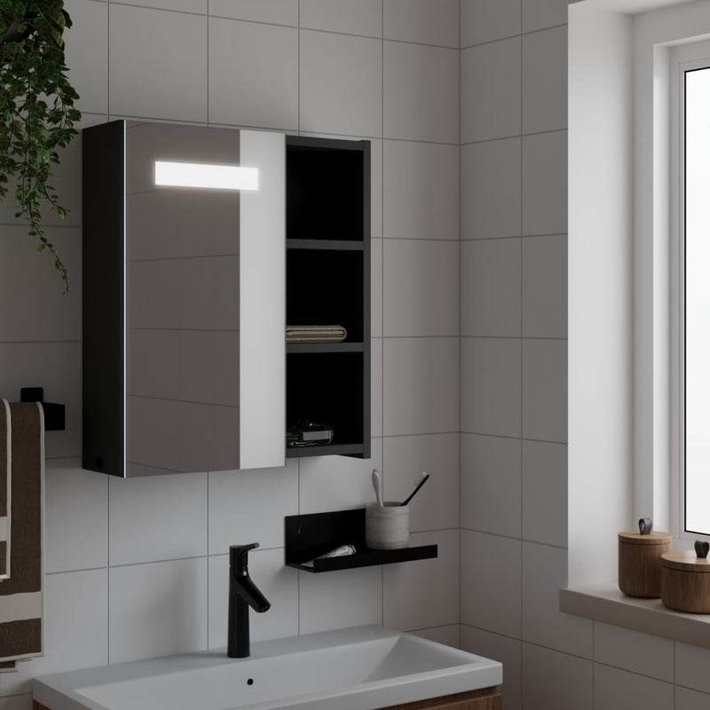 Badkamerkast met spiegel en LED 45x13x52 cm zwart MeubelReus