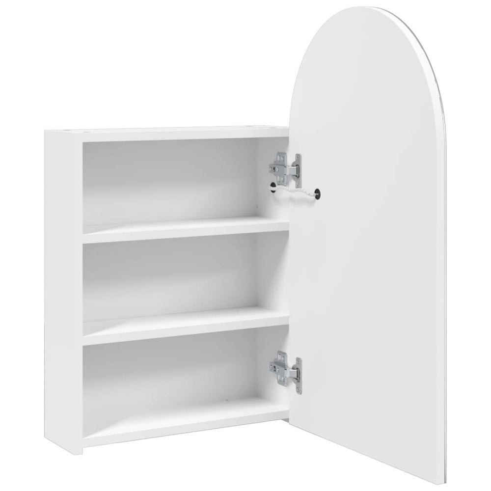 Badkamerkast met spiegel en LED gebogen 42x13x70 cm wit MeubelReus