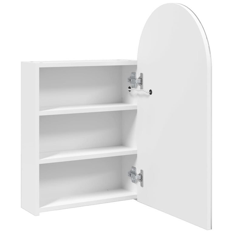 Badkamerkast met spiegel en LED gebogen 42x13x70 cm wit MeubelReus