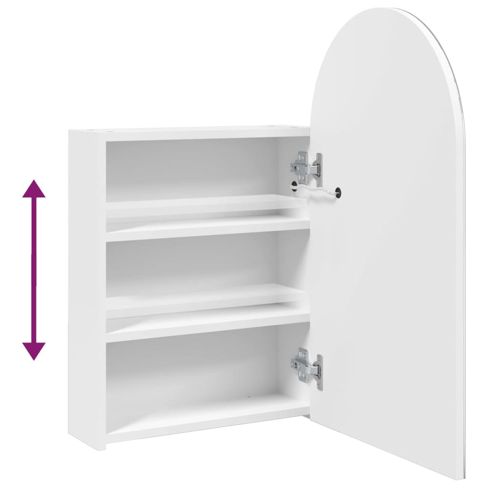 Badkamerkast met spiegel en LED gebogen 42x13x70 cm wit MeubelReus