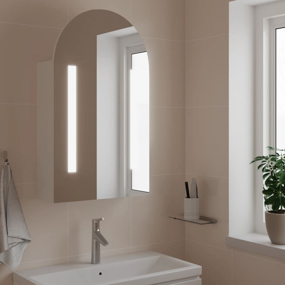 Badkamerkast met spiegel en LED gebogen 42x13x70 cm wit MeubelReus