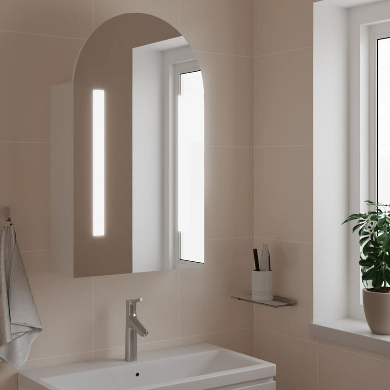 Badkamerkast met spiegel en LED gebogen 42x13x70 cm wit MeubelReus