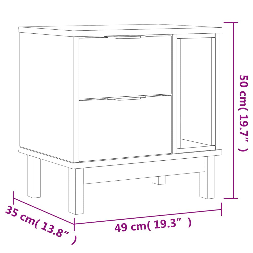 Nachtkastje FLAM 49x35x50 cm massief grenenhout MeubelReus