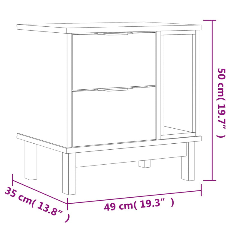 Nachtkastje FLAM 49x35x50 cm massief grenenhout MeubelReus