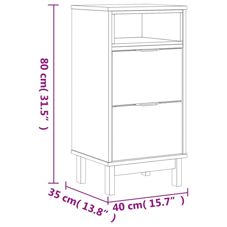 Nachtkastje FLAM 40x35x80 cm massief grenenhout MeubelReus