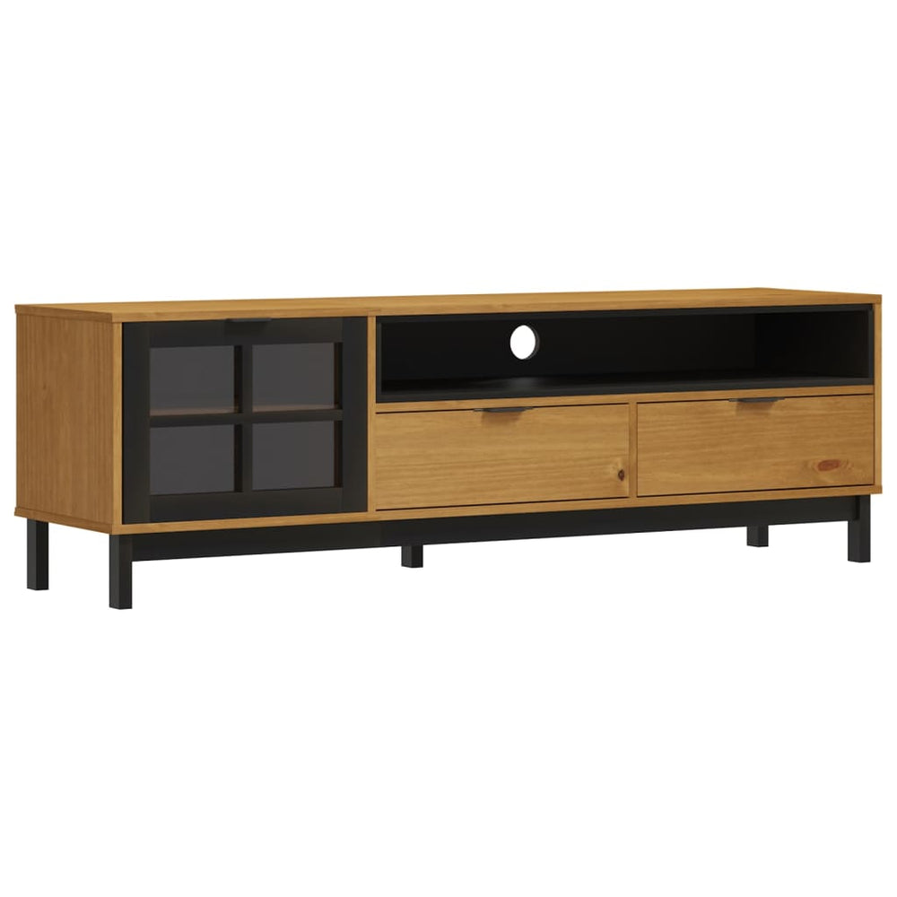 TV-meubel met glazen deur FLAM 158x40x50 cm massief grenenhout MeubelReus
