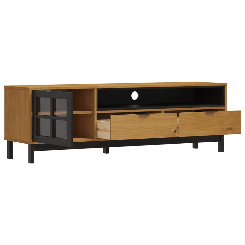 TV-meubel met glazen deur FLAM 158x40x50 cm massief grenenhout MeubelReus