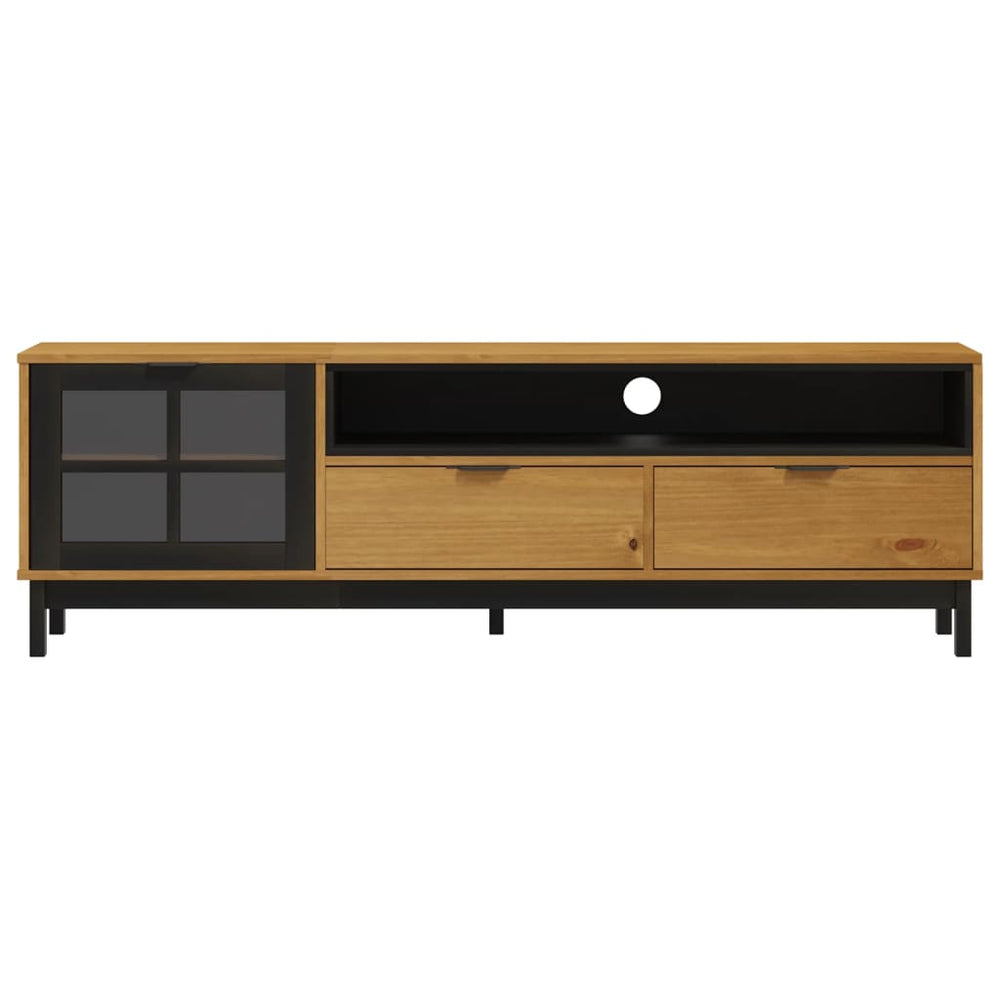 TV-meubel met glazen deur FLAM 158x40x50 cm massief grenenhout MeubelReus