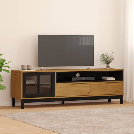 TV-meubel met glazen deur FLAM 158x40x50 cm massief grenenhout MeubelReus