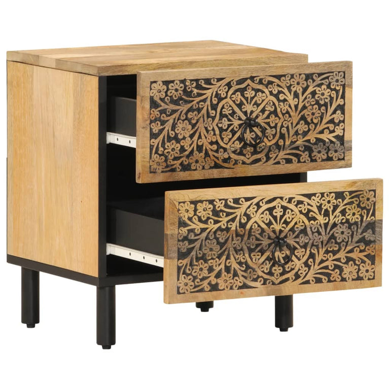 Nachtkastjes 2 st 40x33x46 cm massief mangohout