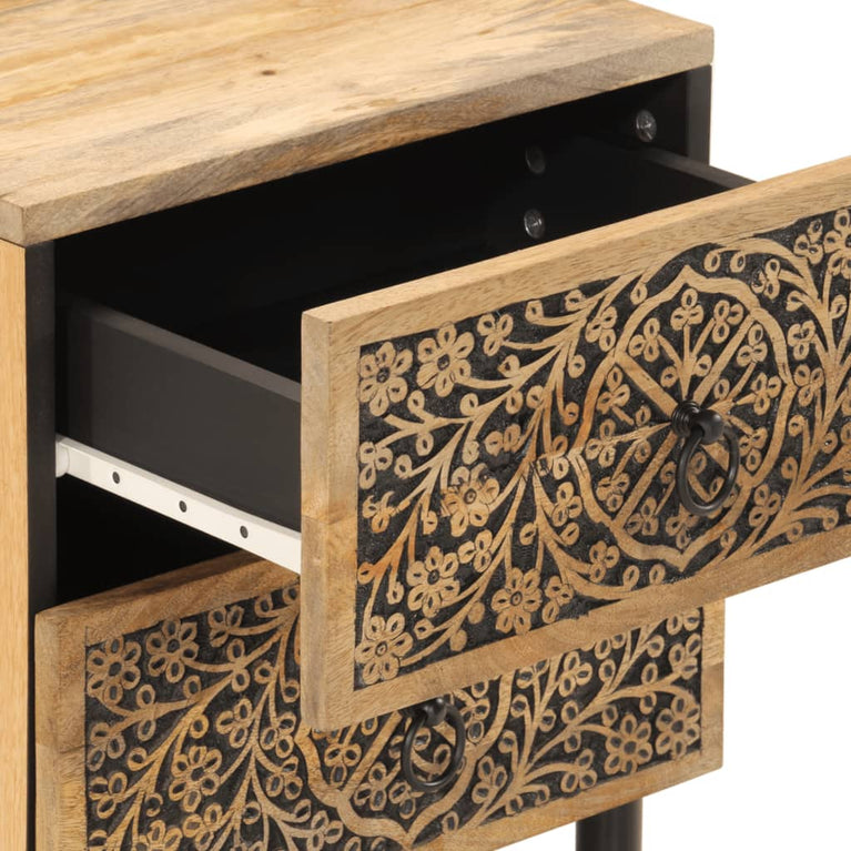 Nachtkastjes 2 st 40x33x46 cm massief mangohout