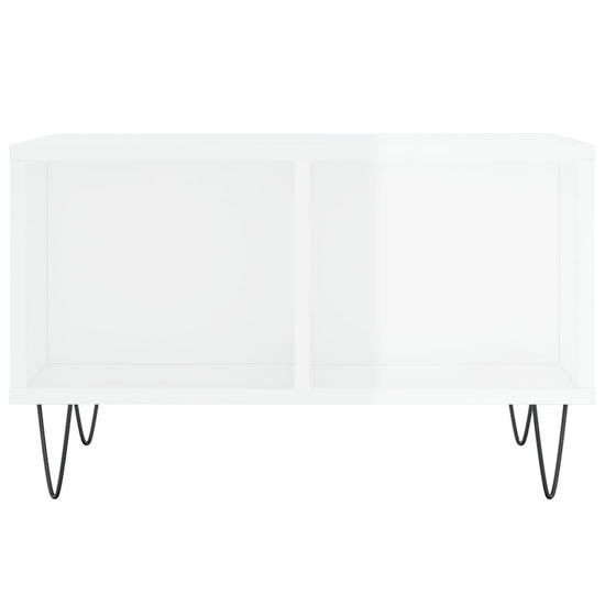 Salontafel 60x50x36,5 cm bewerkt hout hoogglans wit MeubelReus