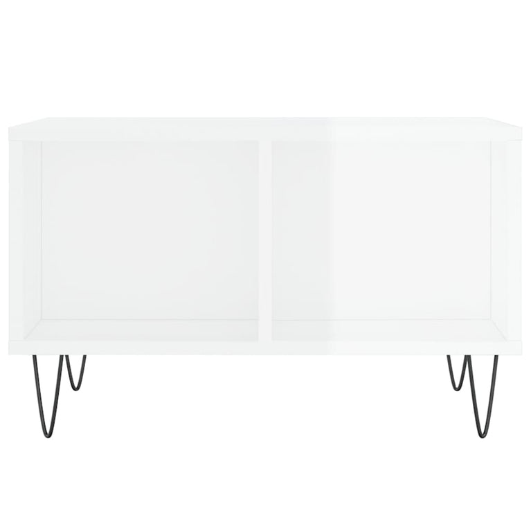 Salontafel 60x50x36,5 cm bewerkt hout hoogglans wit MeubelReus