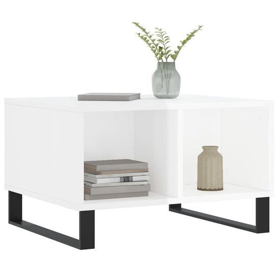 Salontafel 60x50x36,5 cm bewerkt hout hoogglans wit MeubelReus