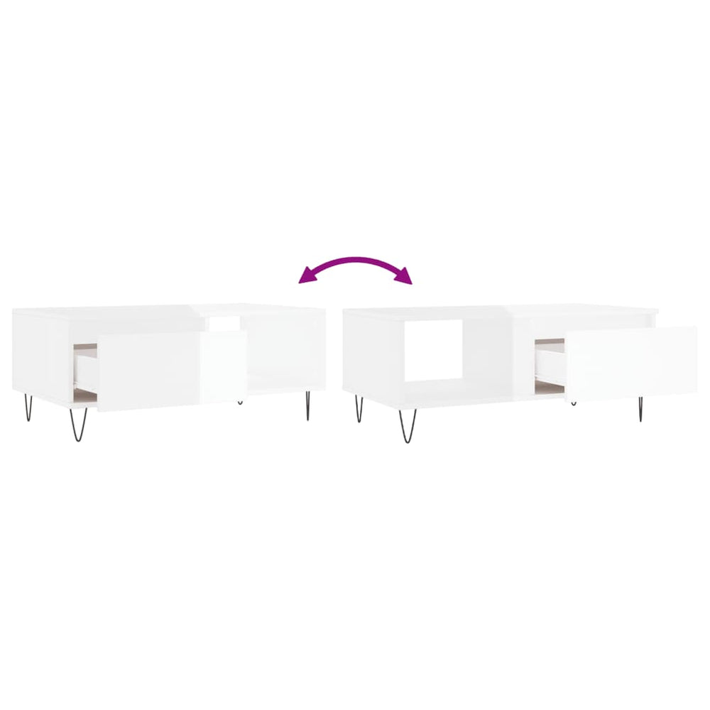 Salontafel 90x50x36,5 cm bewerkt hout hoogglans wit MeubelReus