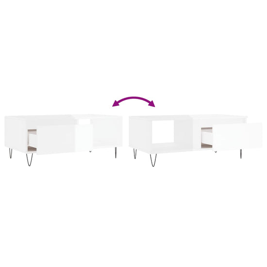 Salontafel 90x50x36,5 cm bewerkt hout hoogglans wit MeubelReus