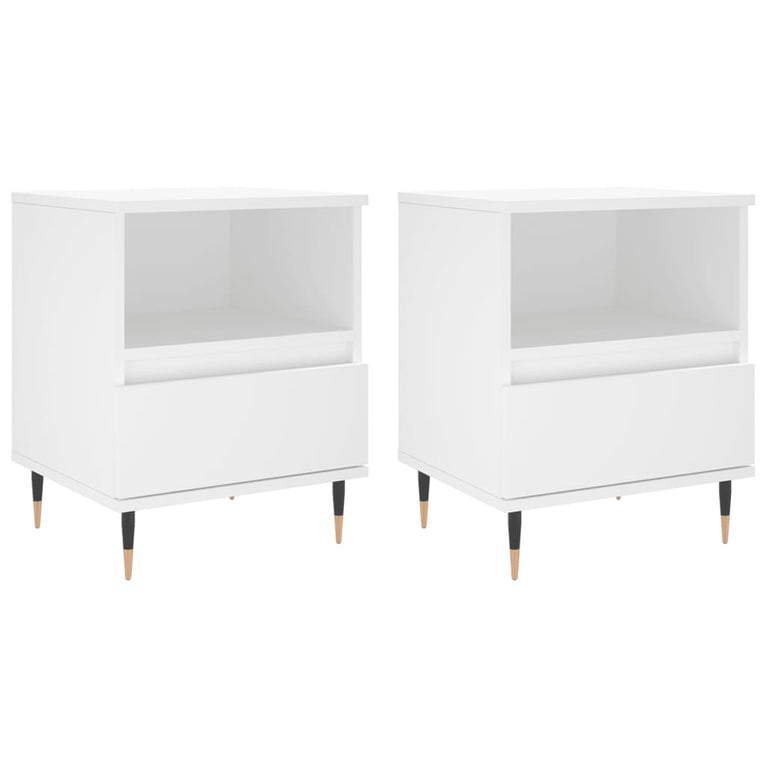 Nachtkastjes 2 st 40x35x50 cm bewerkt hout wit MeubelReus