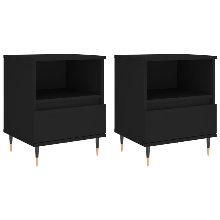 Nachtkastjes 2 st 40x35x50 cm bewerkt hout zwart MeubelReus