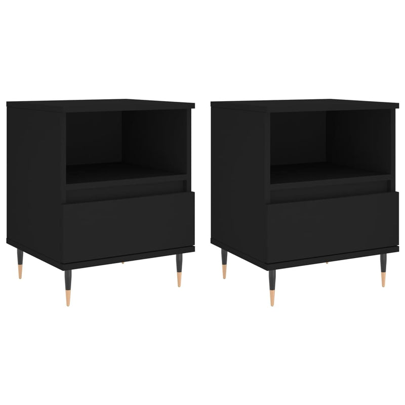 Nachtkastjes 2 st 40x35x50 cm bewerkt hout zwart MeubelReus
