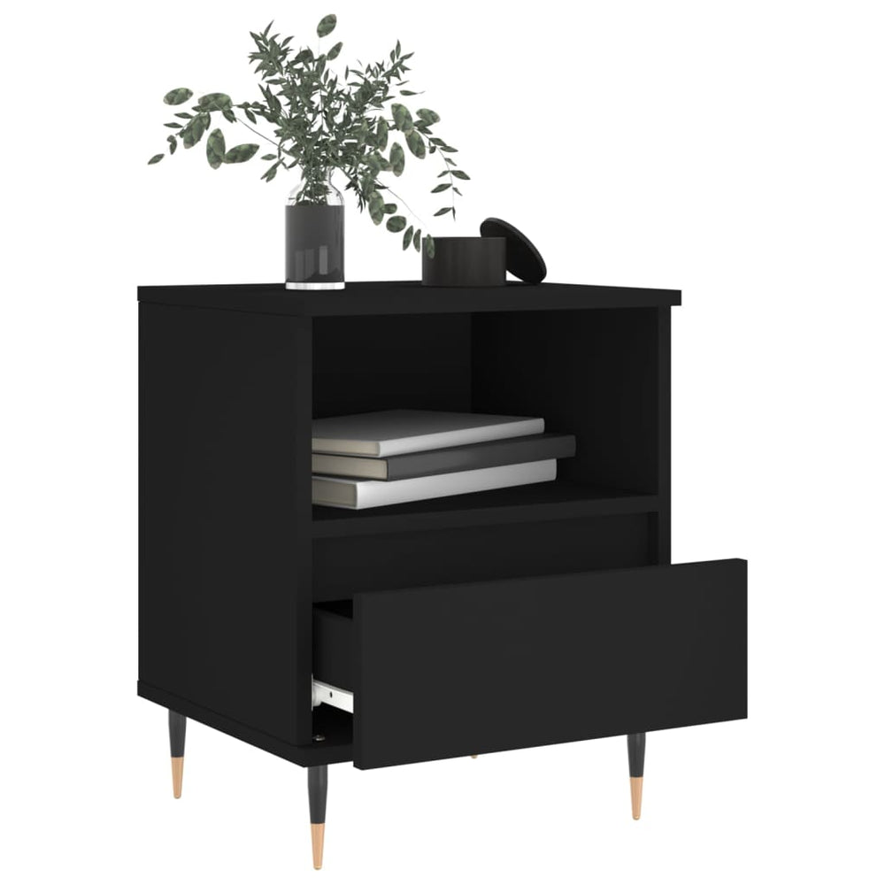 Nachtkastjes 2 st 40x35x50 cm bewerkt hout zwart MeubelReus