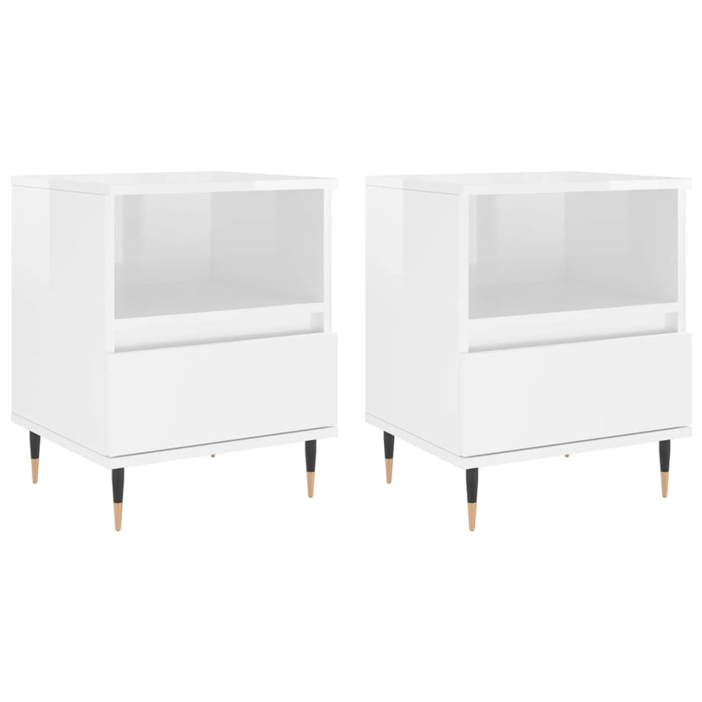 Nachtkastjes 2 st 40x35x50 cm bewerkt hout hoogglans wit MeubelReus