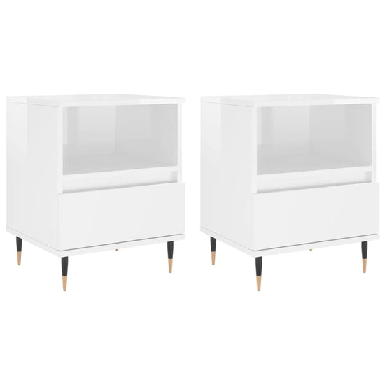 Nachtkastjes 2 st 40x35x50 cm bewerkt hout hoogglans wit MeubelReus