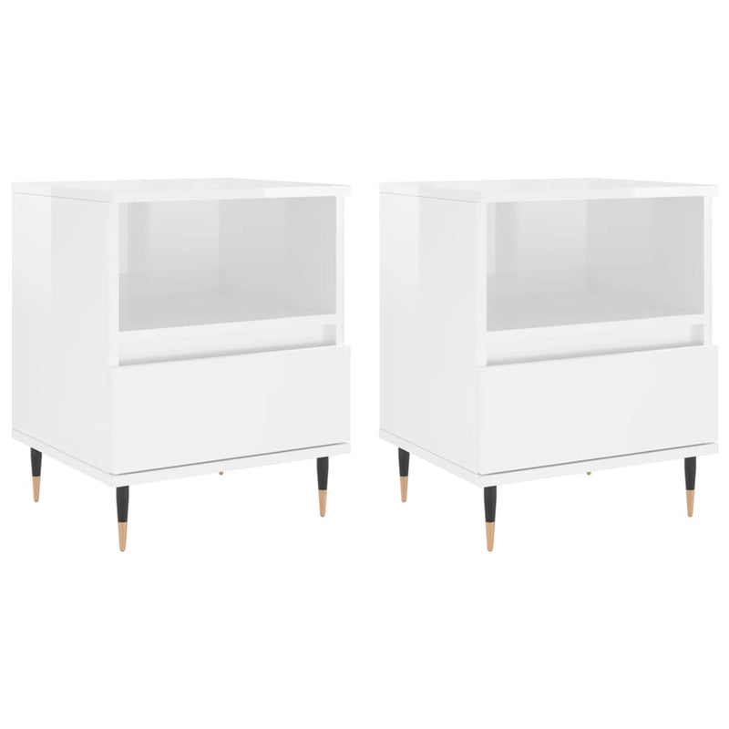 Nachtkastjes 2 st 40x35x50 cm bewerkt hout hoogglans wit MeubelReus