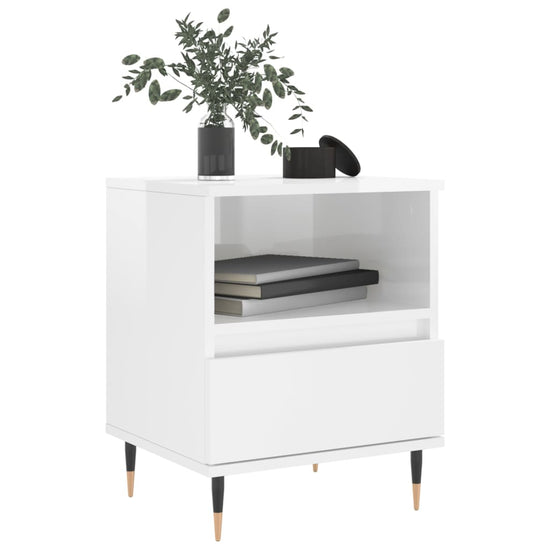 Nachtkastjes 2 st 40x35x50 cm bewerkt hout hoogglans wit MeubelReus