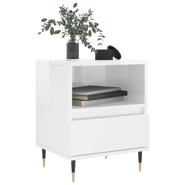 Nachtkastjes 2 st 40x35x50 cm bewerkt hout hoogglans wit MeubelReus
