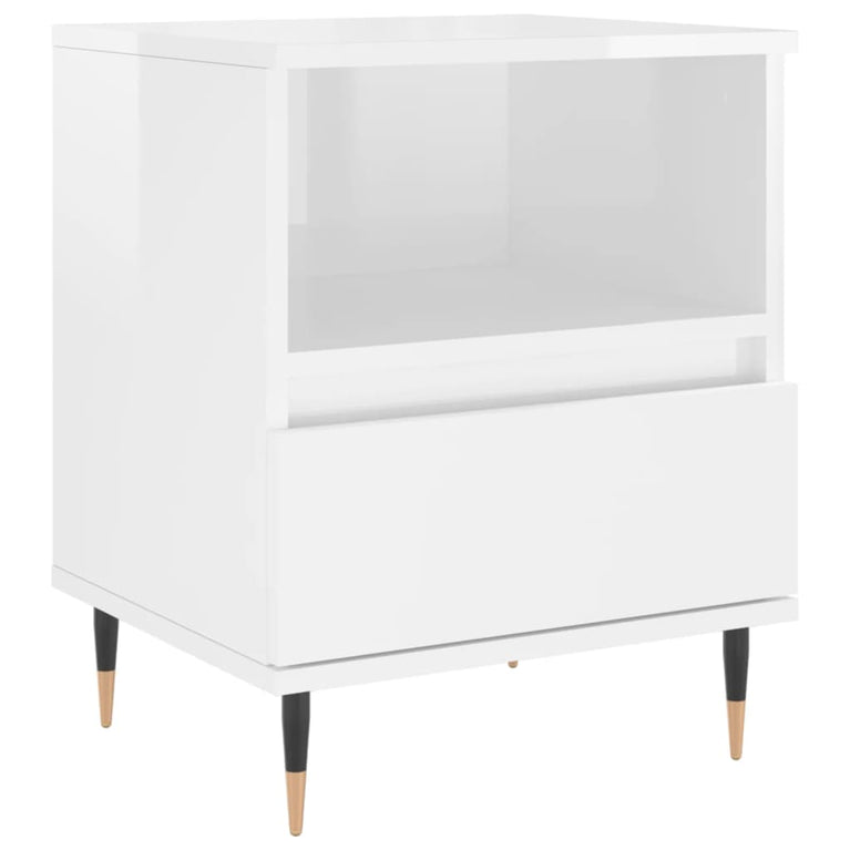 Nachtkastjes 2 st 40x35x50 cm bewerkt hout hoogglans wit MeubelReus