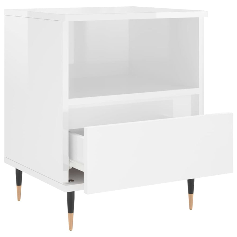 Nachtkastjes 2 st 40x35x50 cm bewerkt hout hoogglans wit MeubelReus