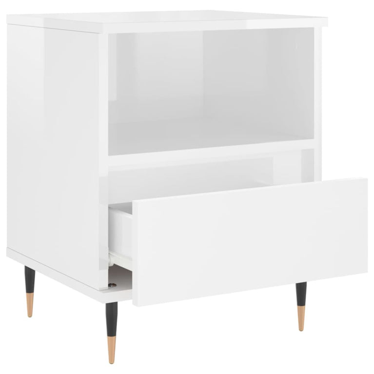 Nachtkastjes 2 st 40x35x50 cm bewerkt hout hoogglans wit MeubelReus